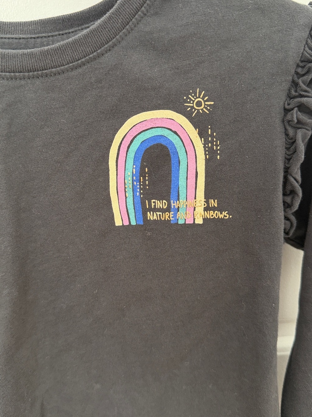 Tea Collection Long Sleeved Ruffle Tee Metallic Rainbow 3T Toddler Girl - Picture 3 of 6